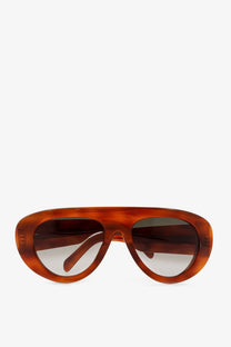 Celine women’s tortoiseshell acetate aviator sunglasses with gradient brown to clear lenses in brown color