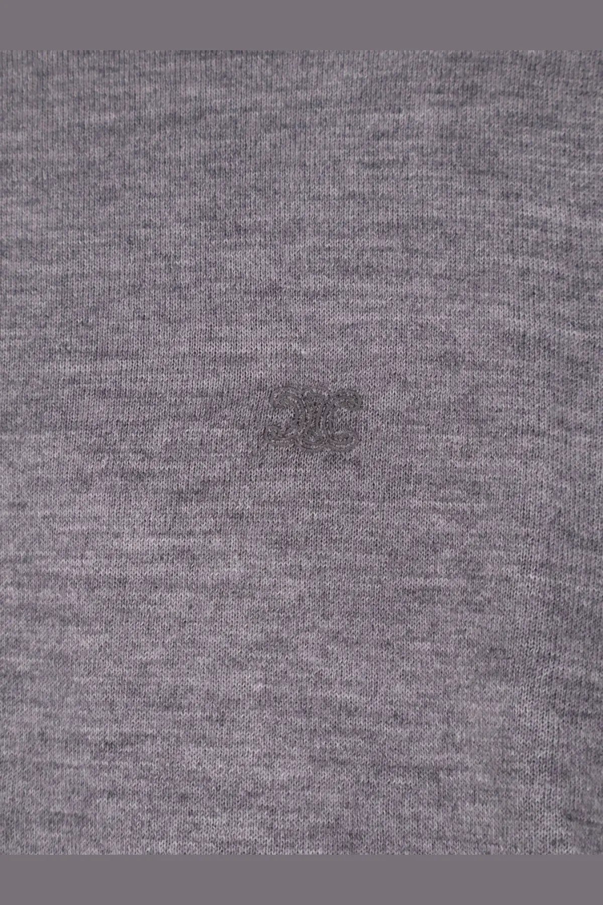 Gray heathered cotton t-shirt with subtle embroidered logo at center from celine women’s cashmere and silk polo shirt grey