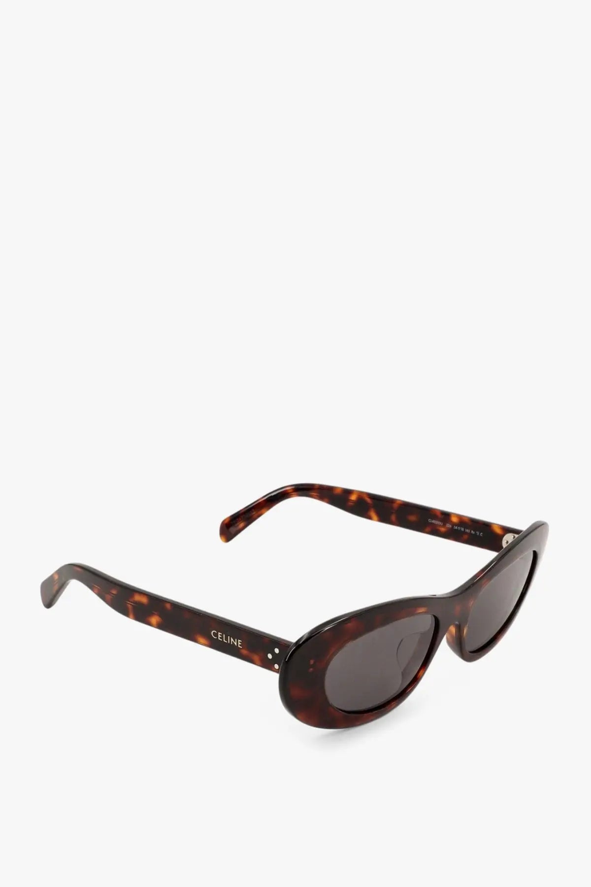 Celine women’s cat eye sunglasses in brown tortoiseshell acetate with dark gray lenses for stylish sun protection