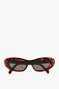 Celine women’s cat eye sunglasses in brown tortoiseshell acetate with dark gray lenses for stylish sun protection