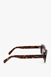 Celine women’s cat eye sunglasses in brown tortoiseshell acetate with dark gray lenses