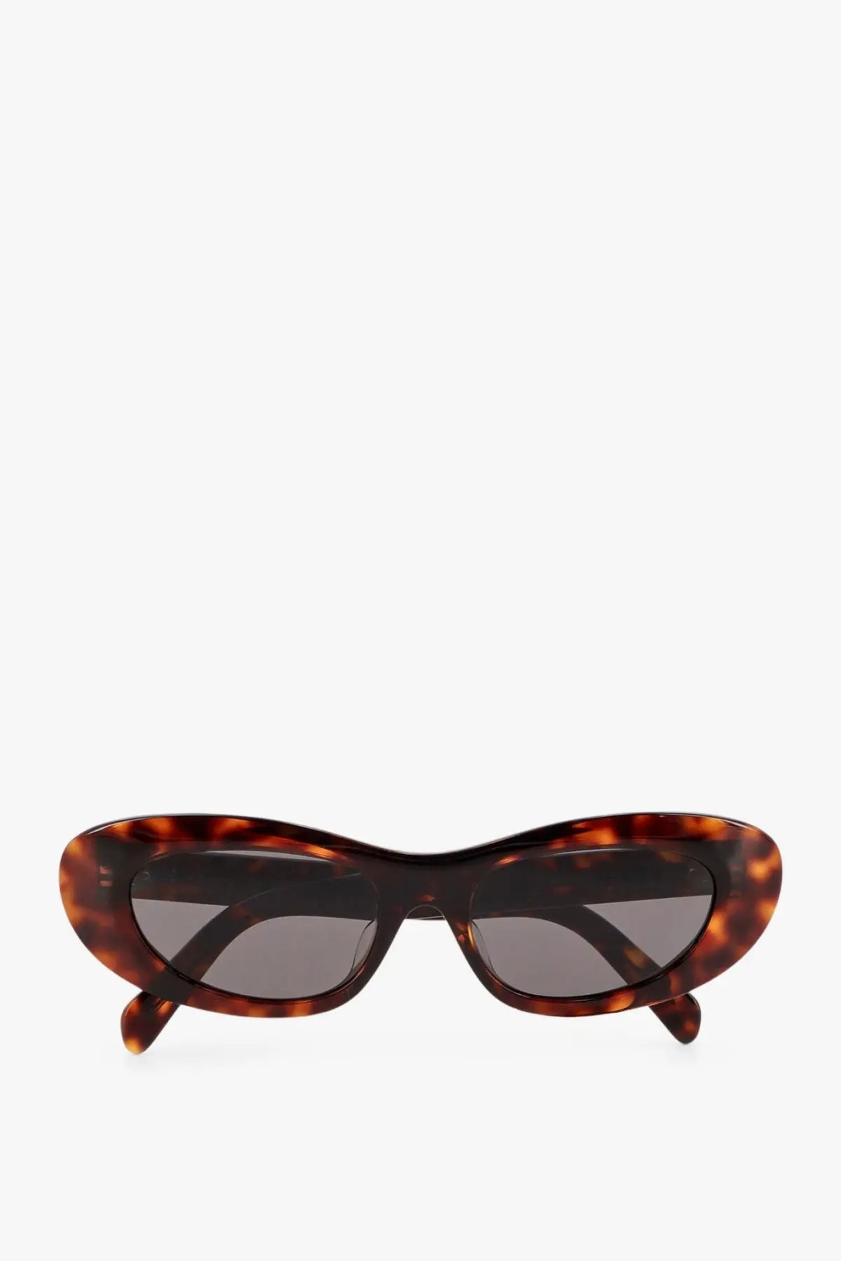 Celine women’s cat eye sunglasses in tortoiseshell acetate with dark gray lenses and a brown frame