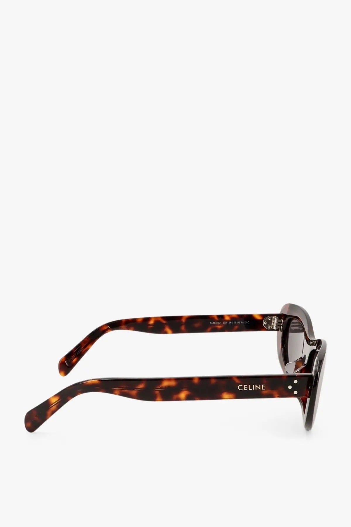 Celine women’s cat eye sunglasses in brown tortoiseshell acetate with dark gray lenses for stylish sun protection