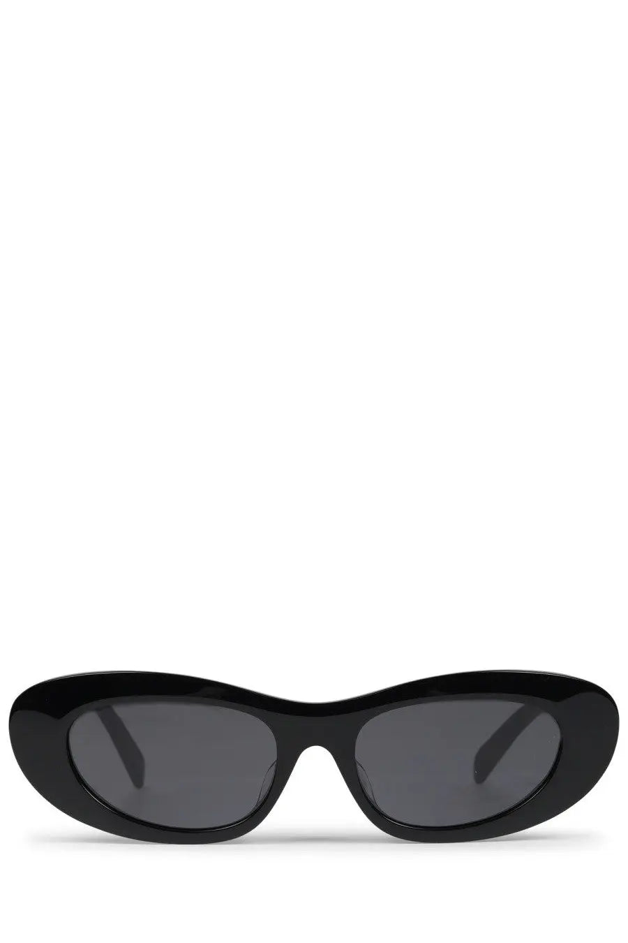 Celine women’s cat eye sunglasses in black with dark gray glossy lenses for stylish sun protection