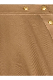 Tan corduroy trousers with gold-tone buttons featuring a classic structured design in celine women’s cotton skirt beige