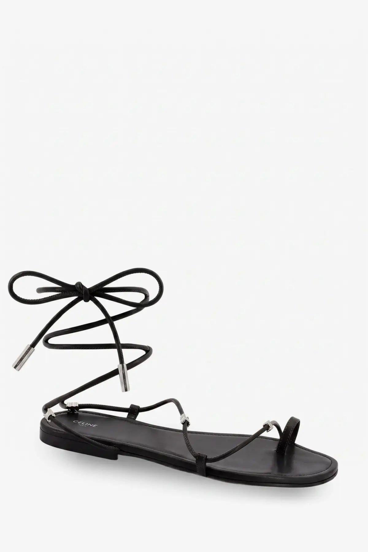 Celine Women's Leather Sandals Black, view 2