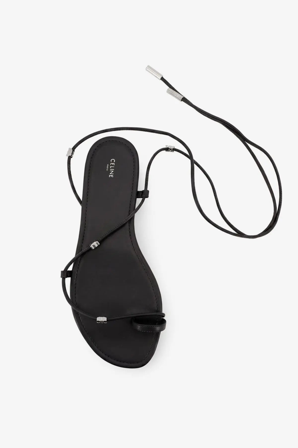 Celine Women's Leather Sandals Black, view 3