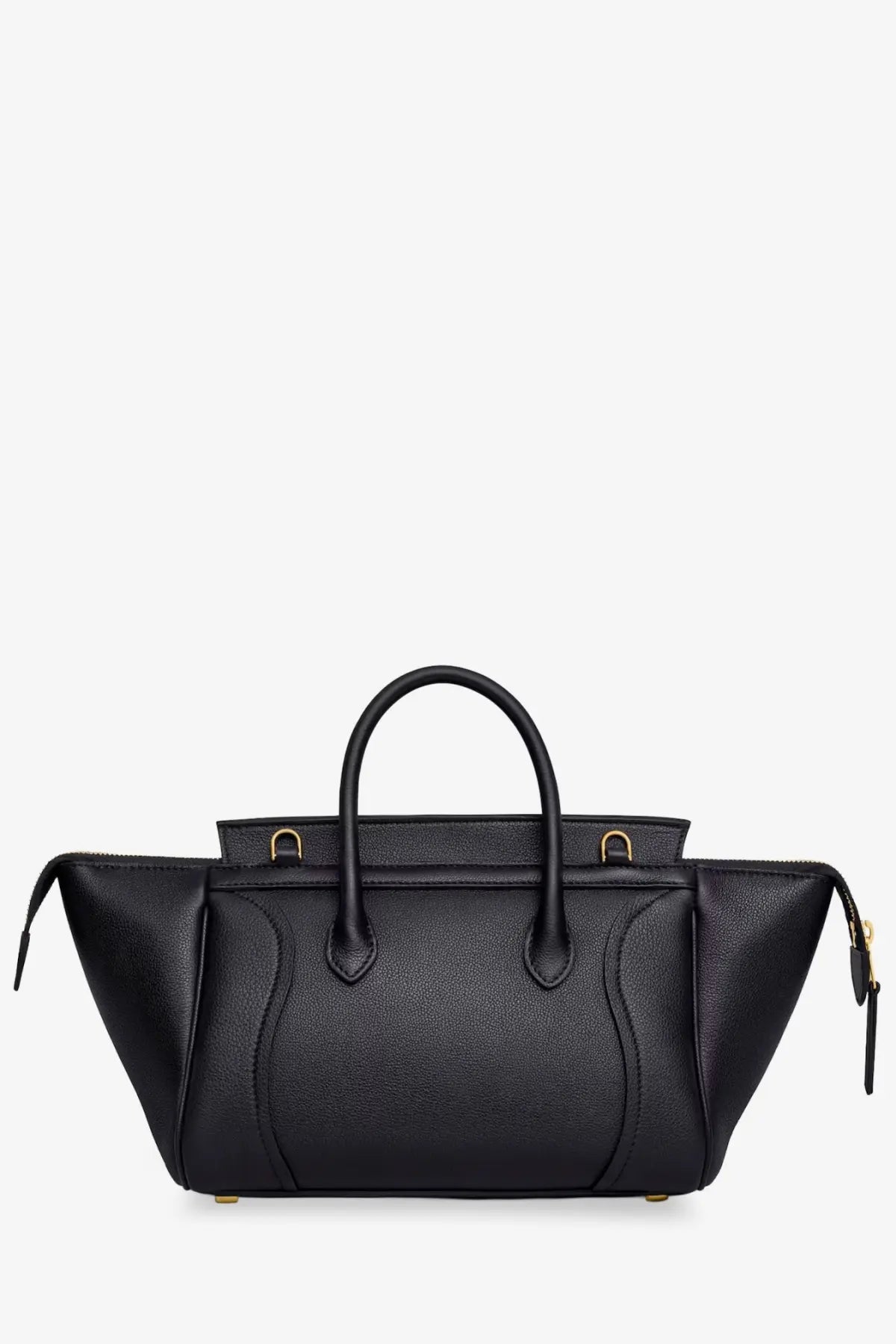 Celine women’s luggage black small crossbody bag in black pebbled leather with gold-tone hardware