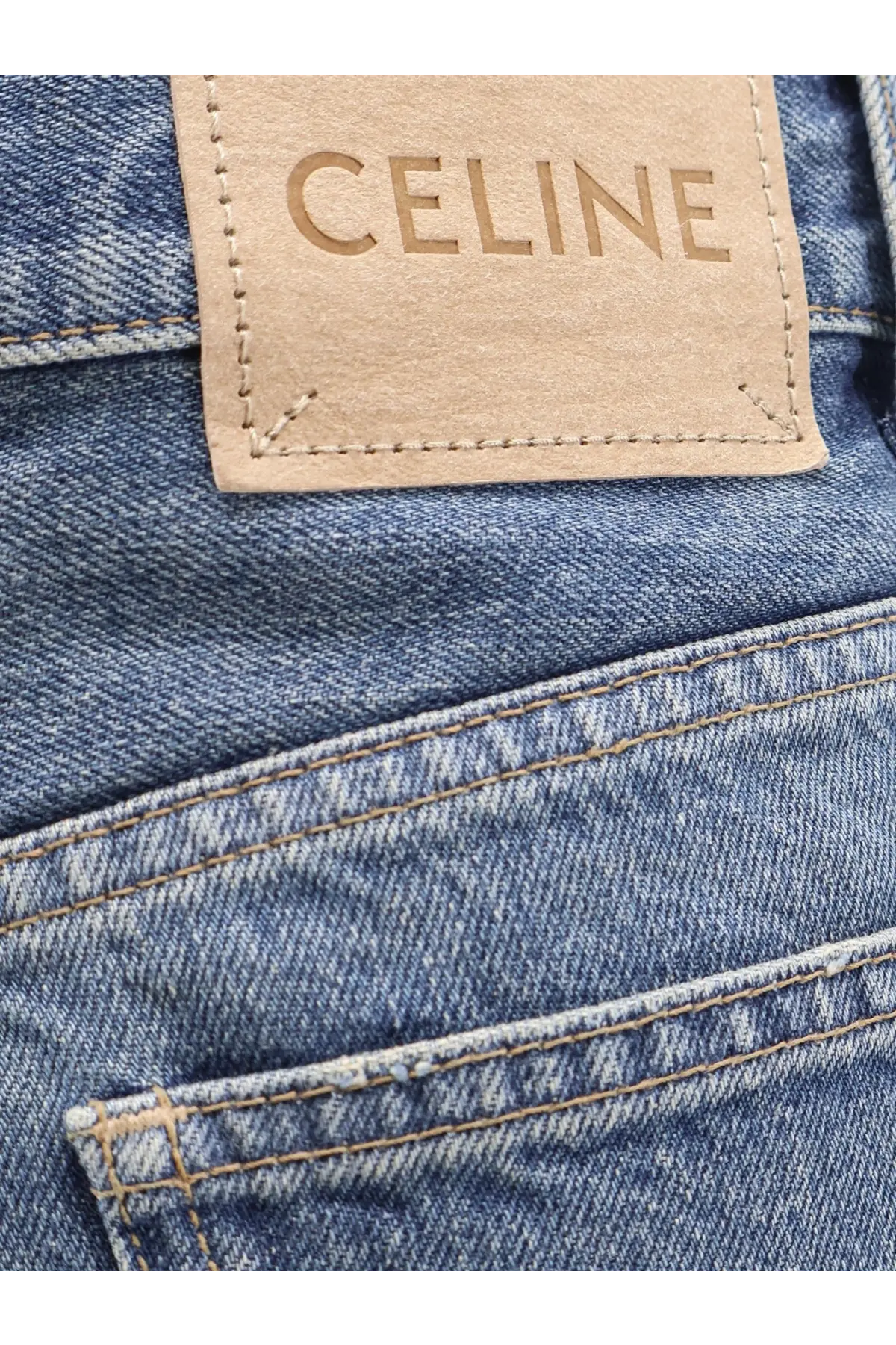 Celine Women's Stone Washed Cotton Jeans Red, view 3