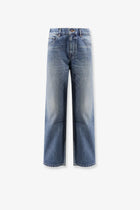 Celine Women's Stone Washed Cotton Jeans Red
