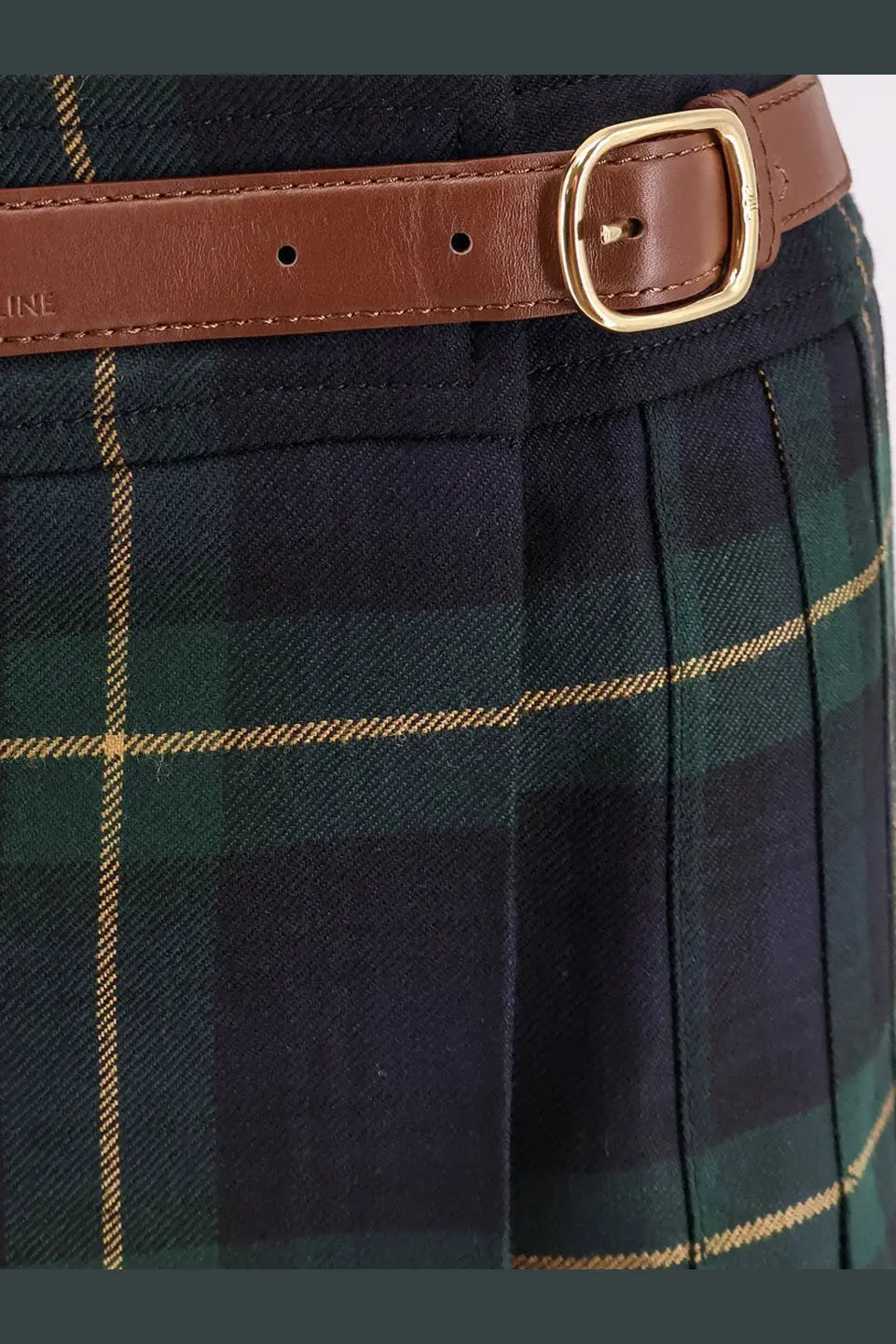 Celine Women's Tartan Wool Kilt Miniskirt Blue, view 3