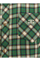 Celine Women's Tartan Wool Mini Dress Green, view 2