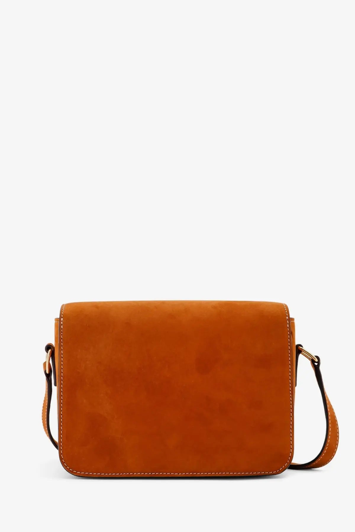 Celine Teen Triomphe beige suede crossbody bag with gold hardware