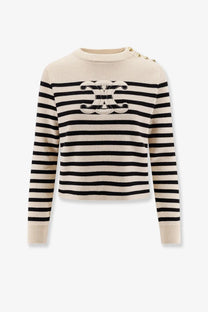 Celine Women's Triomphe Cashmere and Wool Sweater White
