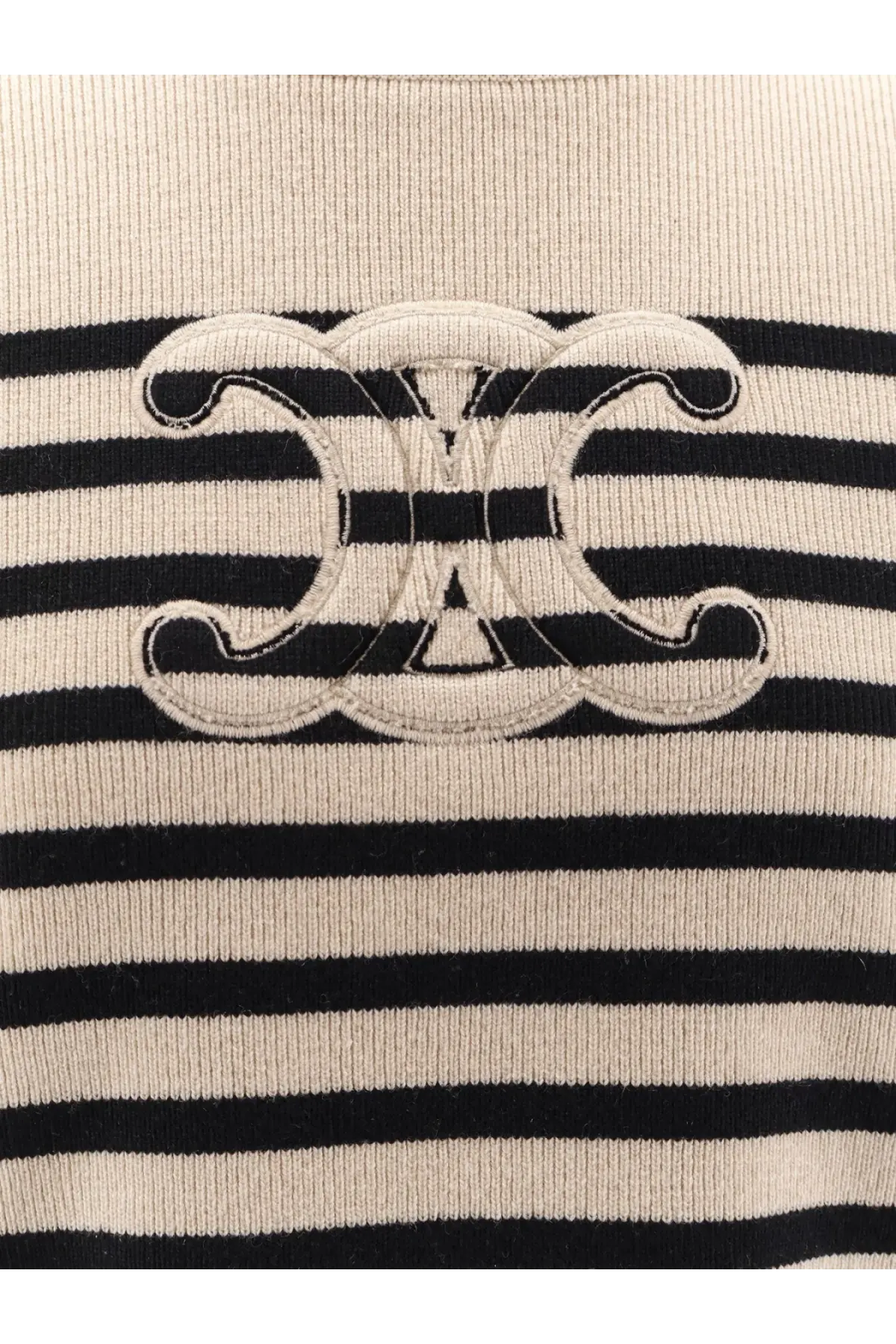 Celine Women's Triomphe Cashmere and Wool Sweater White