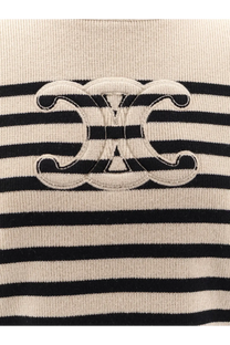 Celine Women's Triomphe Cashmere and Wool Sweater White