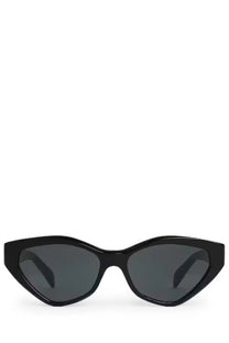 Black celine women’s triomphe cat-eye sunglasses with dark gray lenses and black frames