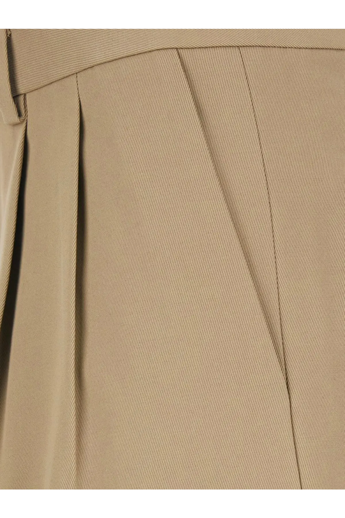 Celine women’s beige wool and cotton trousers with pleats woven texture and structured waistband