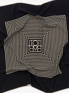 Toteme Women's Centered Monogram Silk Scarf Black, view 4