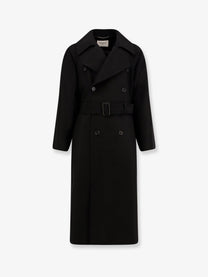Saint Laurent Men's Certified Wool Coat Black