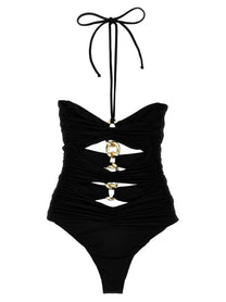 Elisabetta Franchi Chain One Piece Swimsuit Black