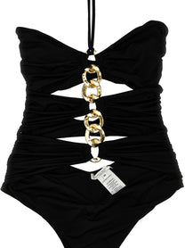 Elisabetta Franchi Chain One Piece Swimsuit Black