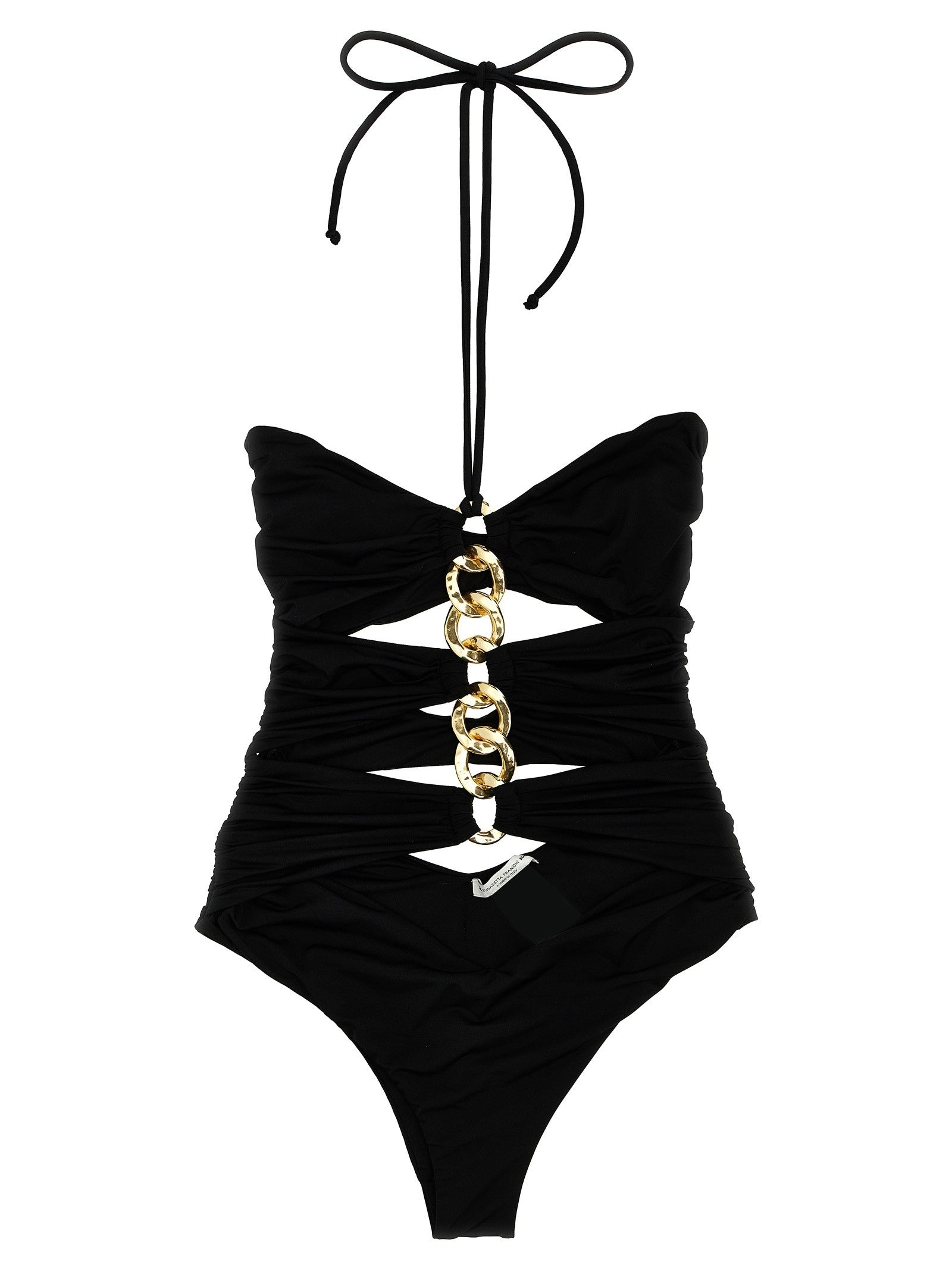 Elisabetta Franchi Chain One Piece Swimsuit Black