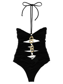Elisabetta Franchi Chain One Piece Swimsuit Black