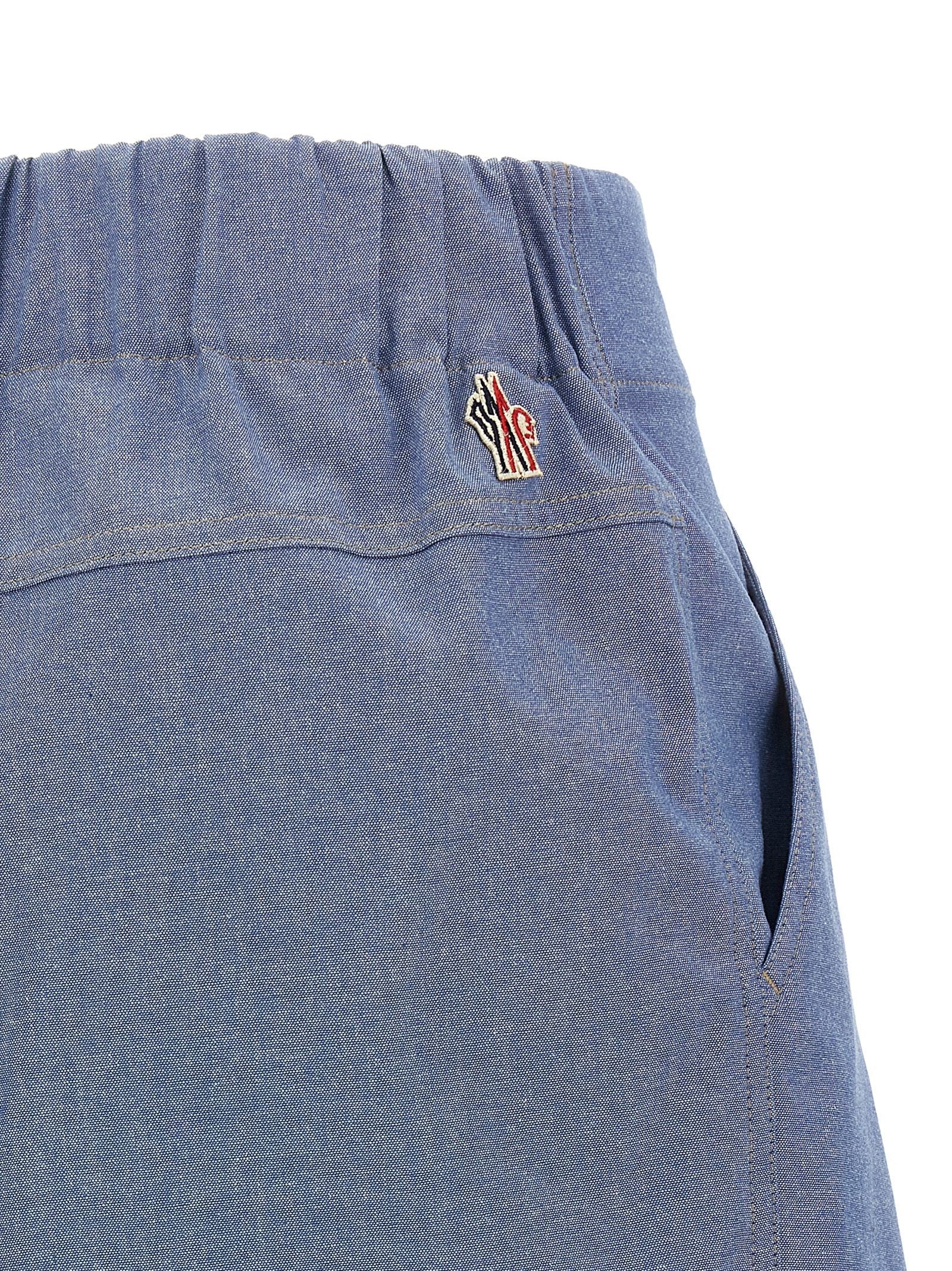 Moncler Grenoble Chambray Cotton Shorts Blue