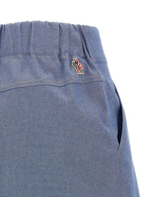 Moncler Grenoble Chambray Cotton Shorts Blue