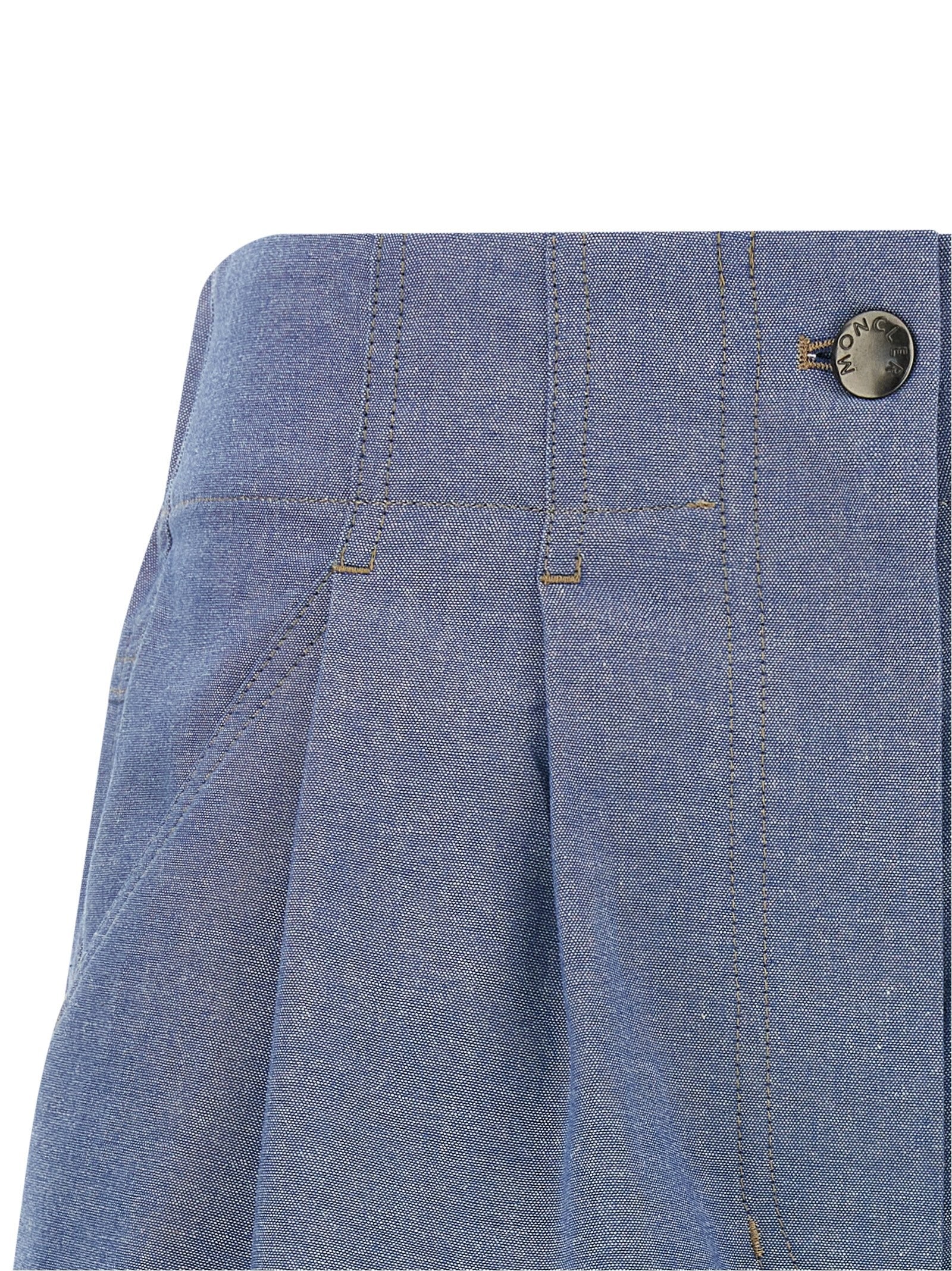 Moncler Grenoble Chambray Cotton Shorts Blue