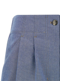 Moncler Grenoble Chambray Cotton Shorts Blue