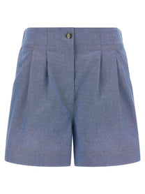 Moncler Grenoble Chambray Cotton Shorts Blue