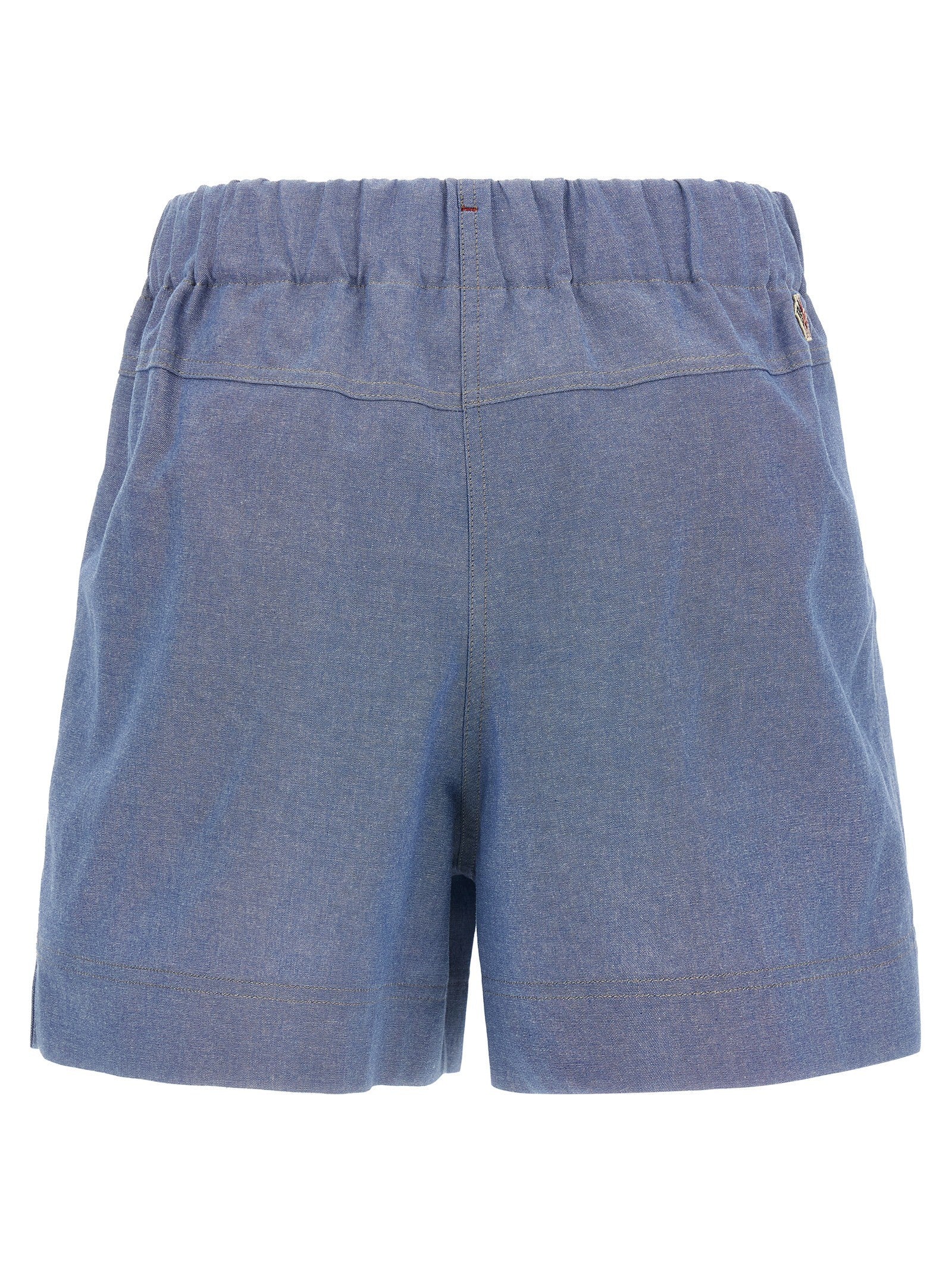 Moncler Grenoble Chambray Cotton Shorts Blue