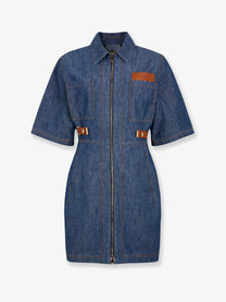 Fendi Women's Chambray Denim Chemisier Dress Blue