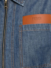Fendi Women's Chambray Denim Chemisier Dress Blue