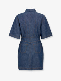 Fendi Women's Chambray Denim Chemisier Dress Blue