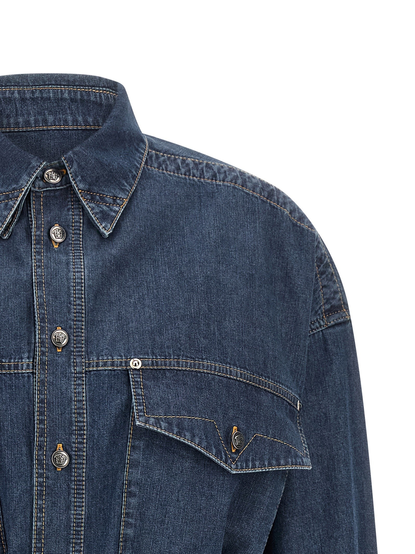 Versace Chambray Denim Dress Blue