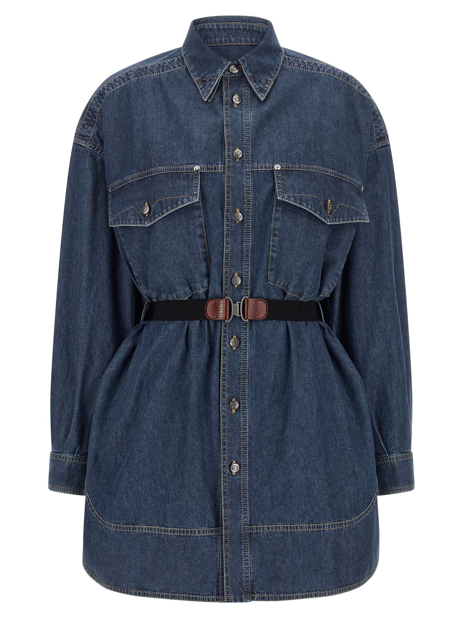 Versace Chambray Denim Dress Blue