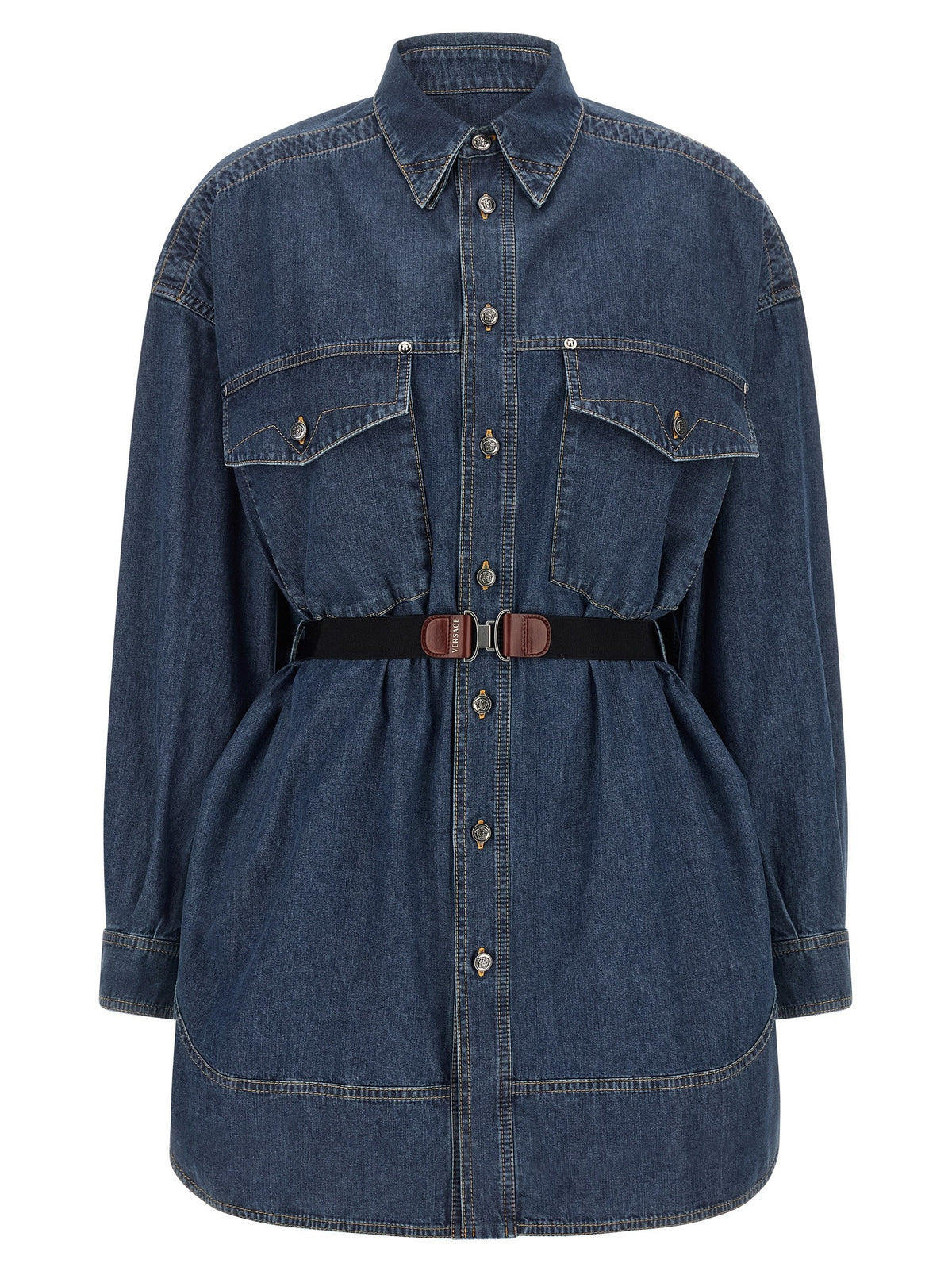 Versace Chambray Denim Dress Blue