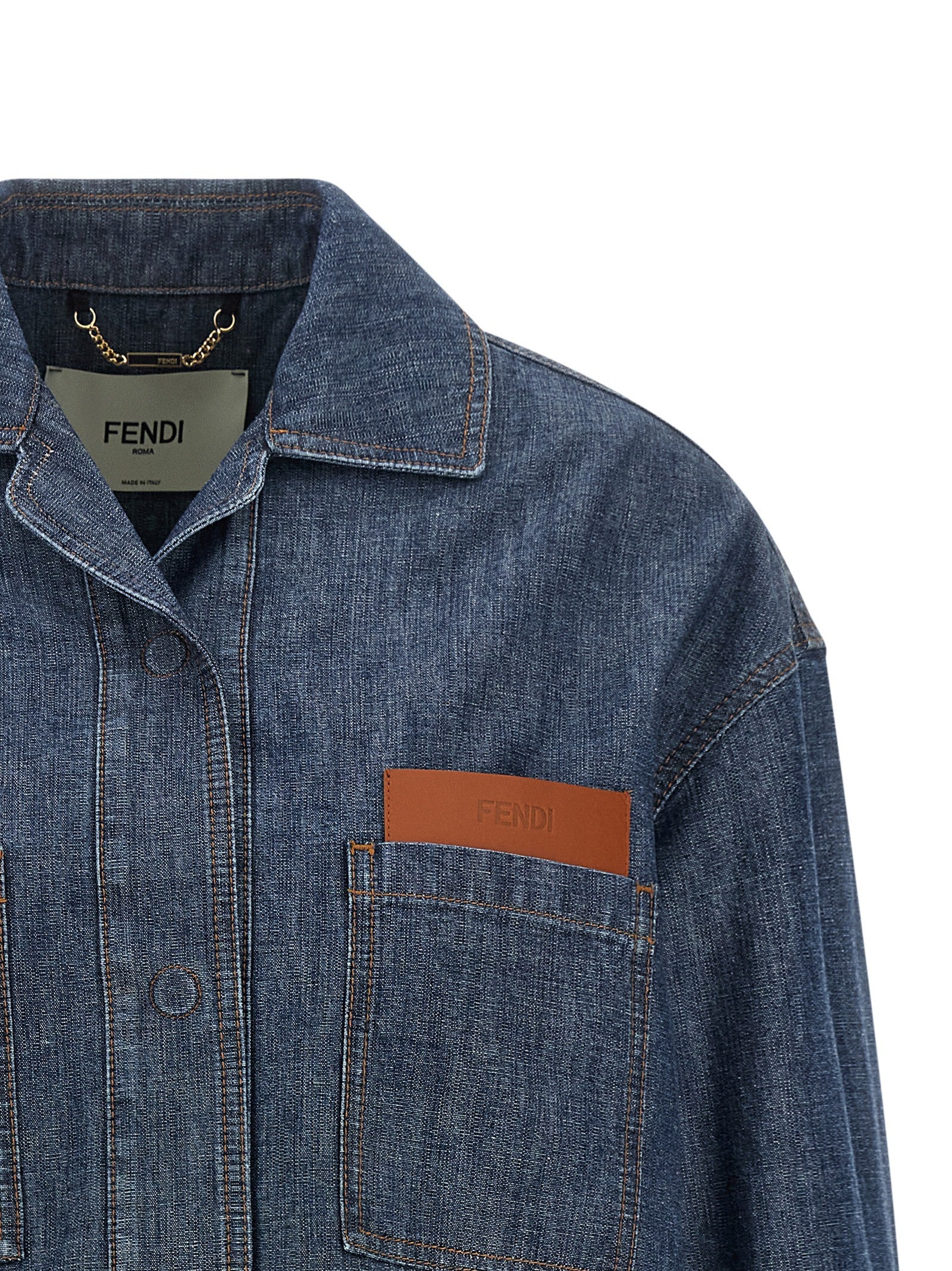 Fendi Women's Chambray Denim Jacket Blue