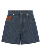 Fendi Women's Chambray Denim Shorts Blue