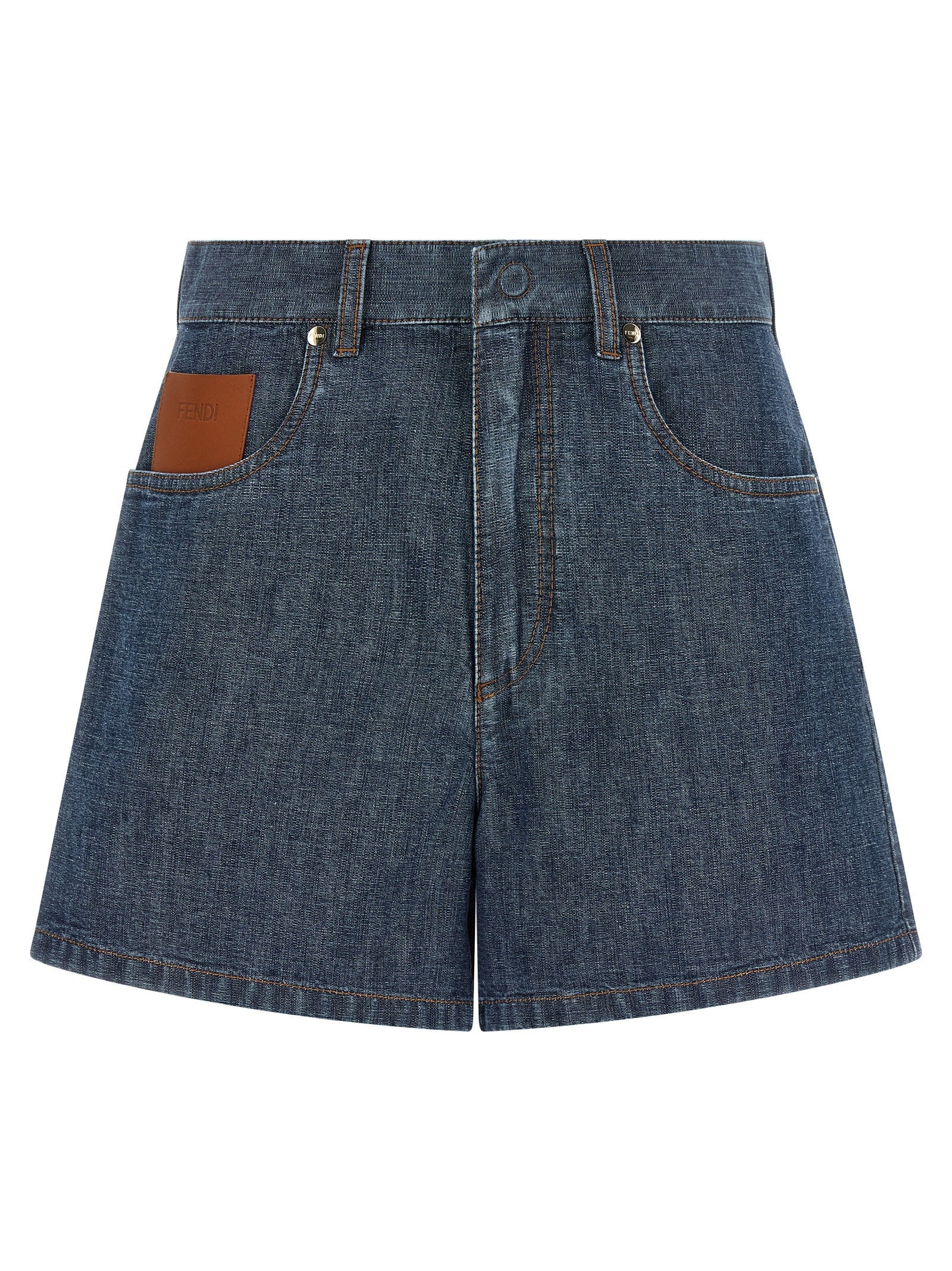 Fendi Women's Chambray Denim Shorts Blue
