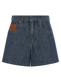 Fendi Women's Chambray Denim Shorts Blue