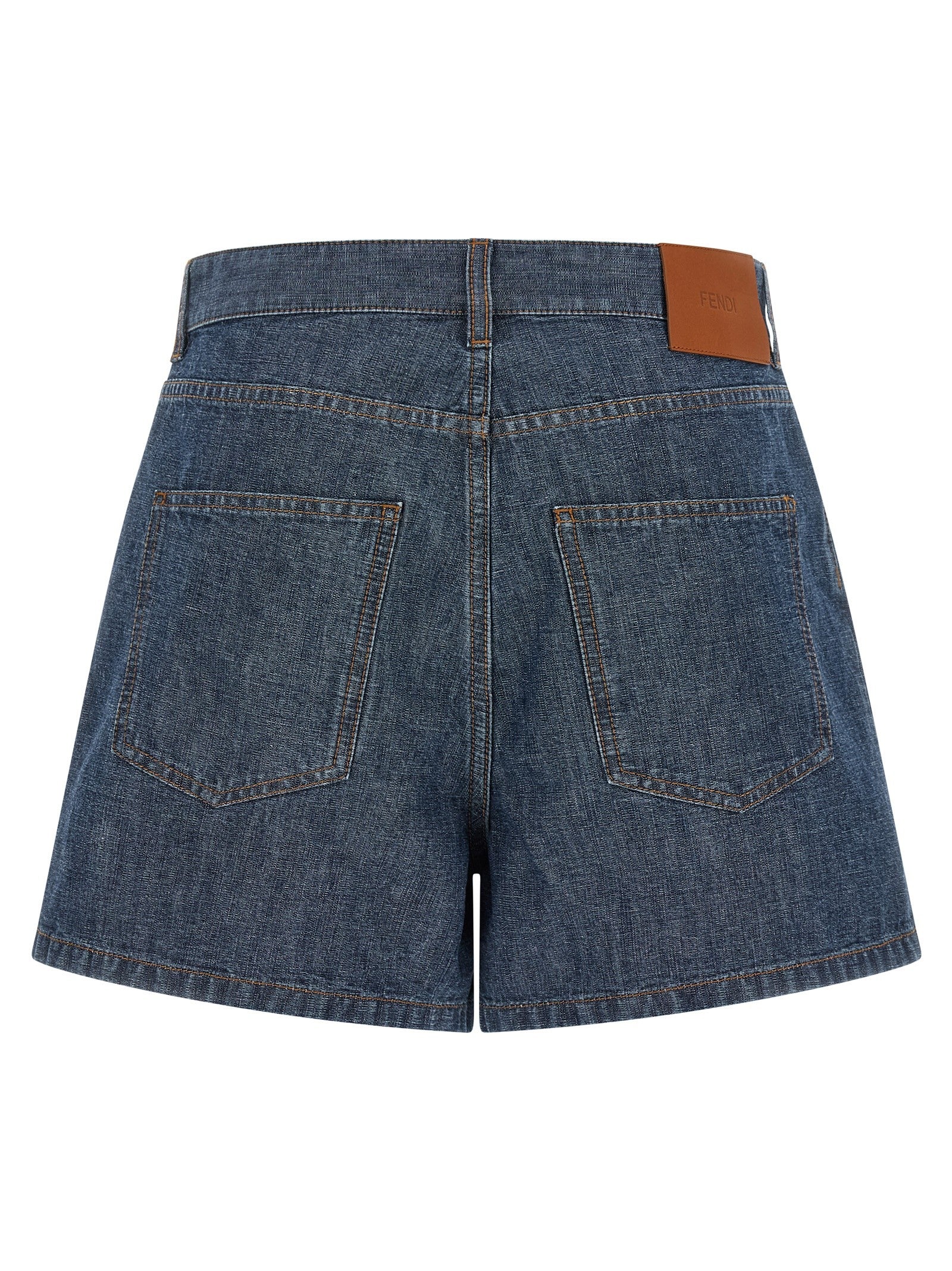 Fendi Women's Chambray Denim Shorts Blue