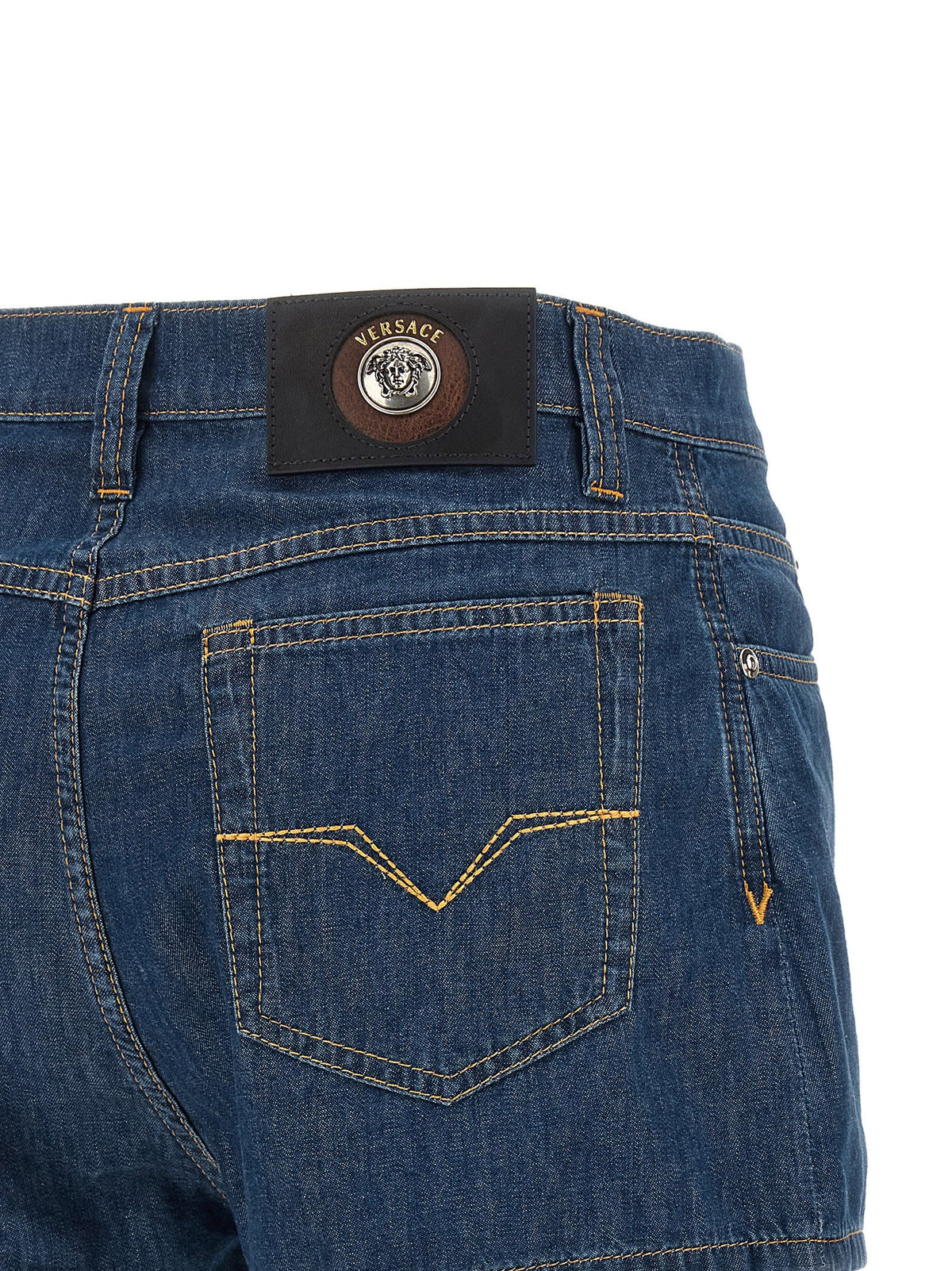 Versace Chambray Denim Shorts Blue, view 4