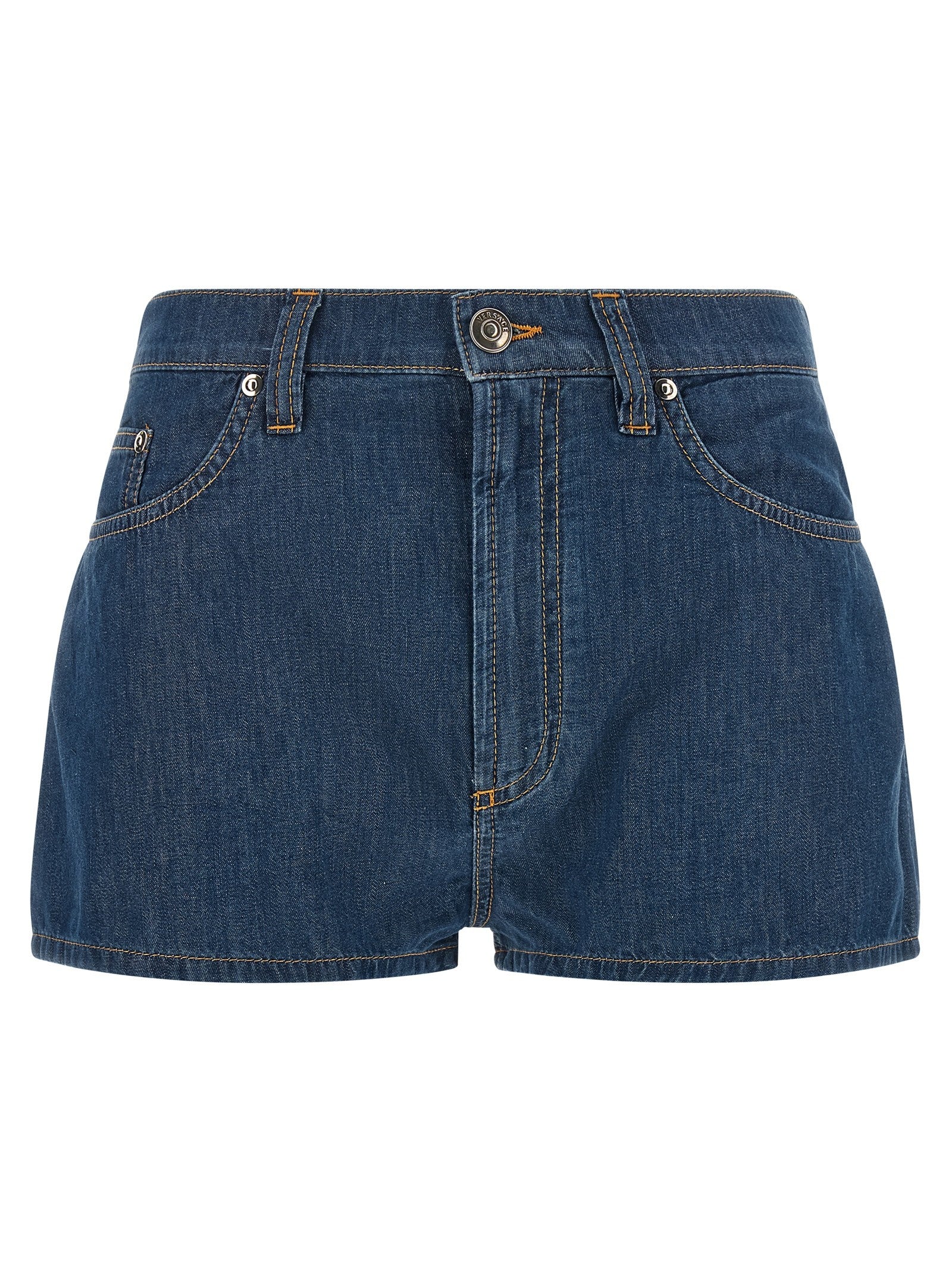 Versace Chambray Denim Shorts Blue