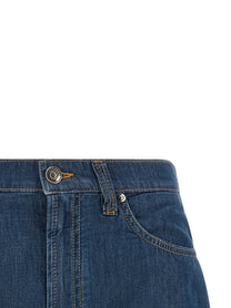Versace Chambray Denim Shorts Blue