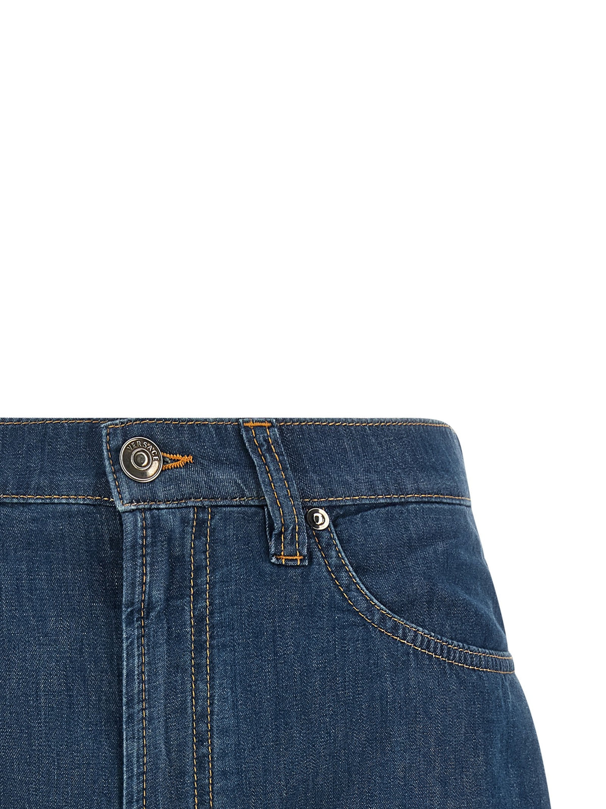 Versace Chambray Denim Shorts Blue, view 3