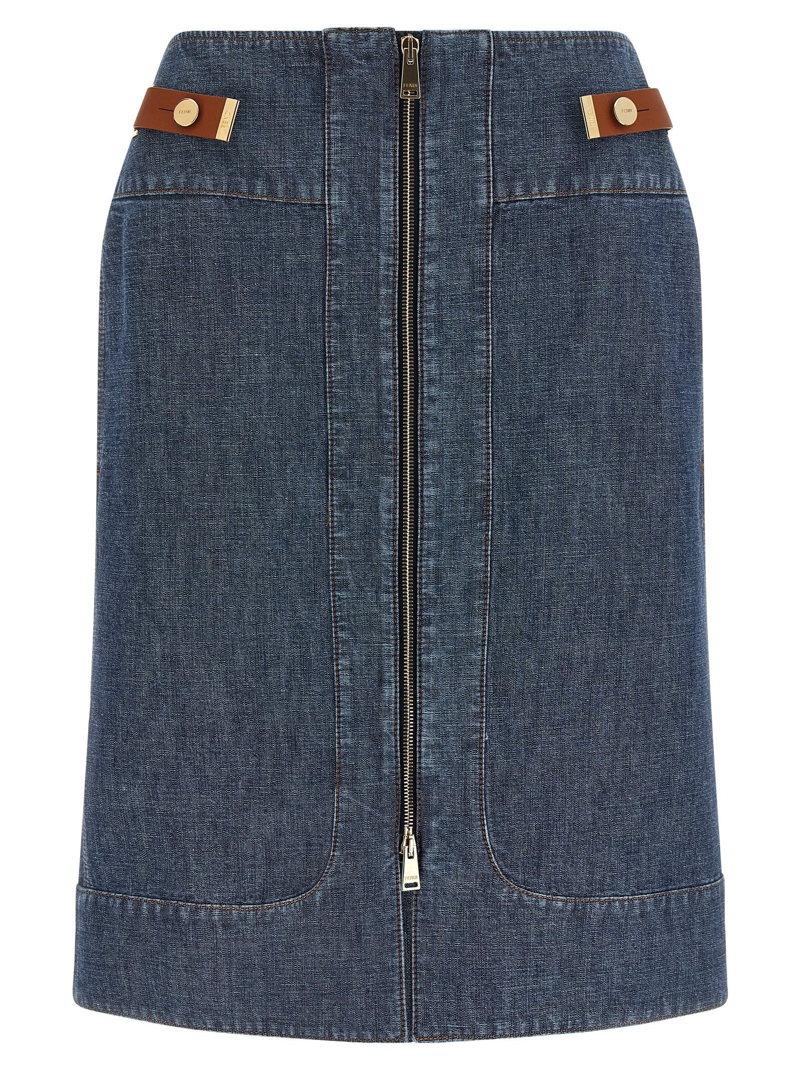 Fendi Chambray Denim Skirt Blue